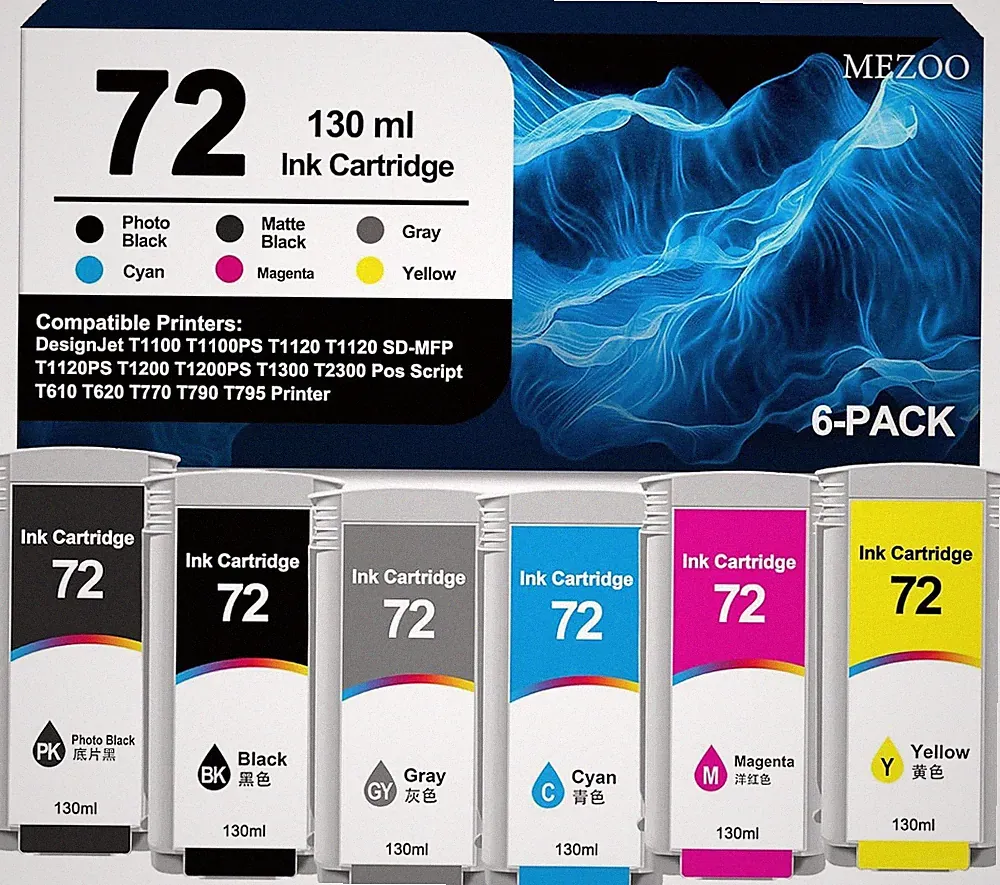 72 Ink Cartridge for HP DesignJet T770 T790 T795 T610 T620 T1100 T1120 T1200 T13
