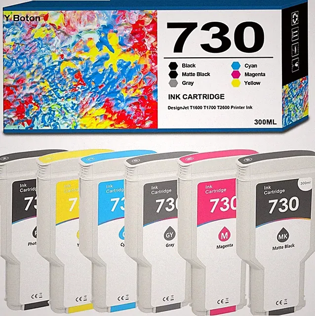 730 P2V68A–P2V73A Ink Cartridge for HP DesignJet T1600 T1700 T2600 Large Format