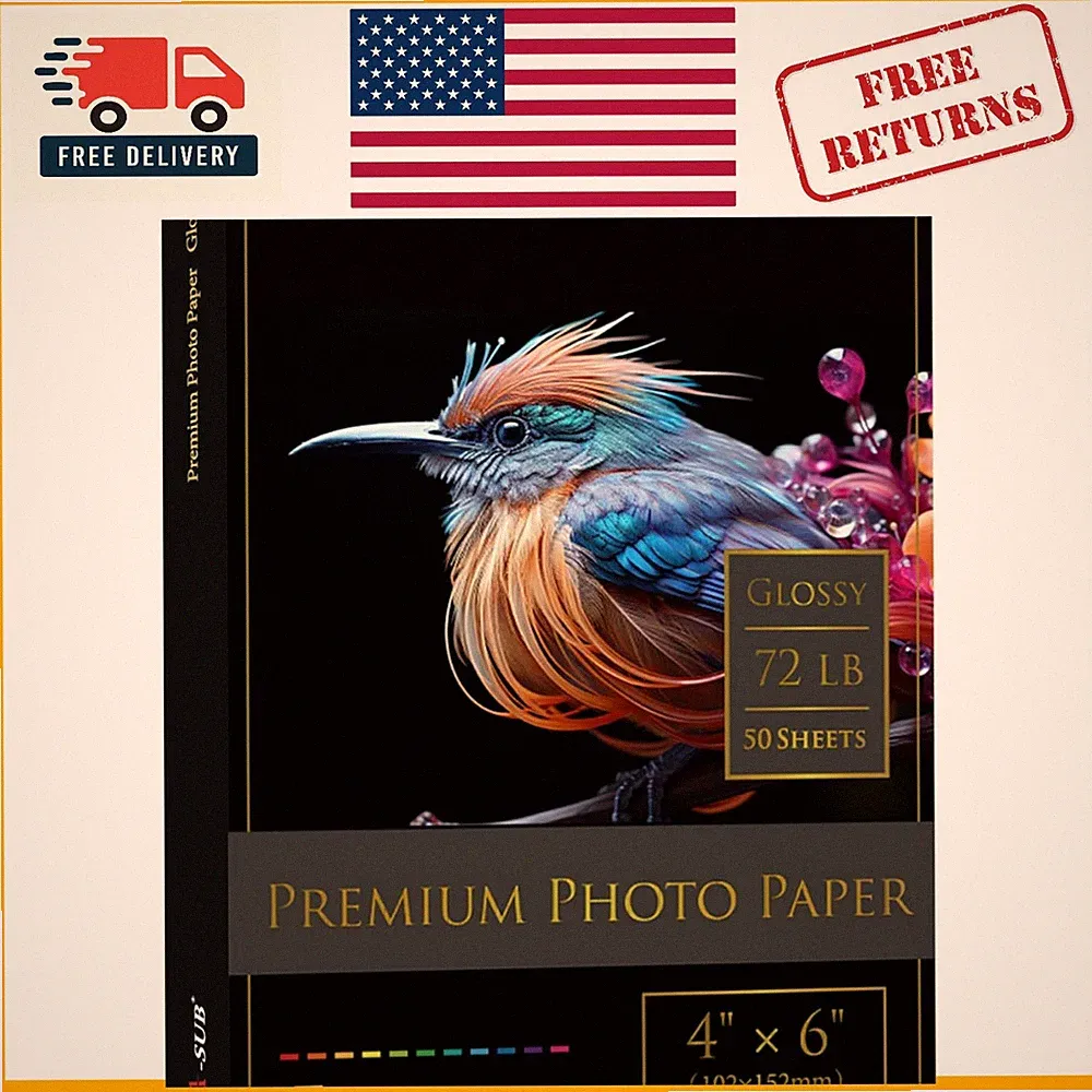 Durable 4x6 High Glossy Photo Paper | Water-Resistant & Fade-Resistant, 50 Pack