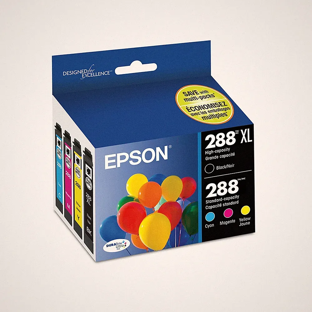 Epson 288XL Ink Cartridge 4 Pack Black Color Combo Smudge Fade Water Resistant