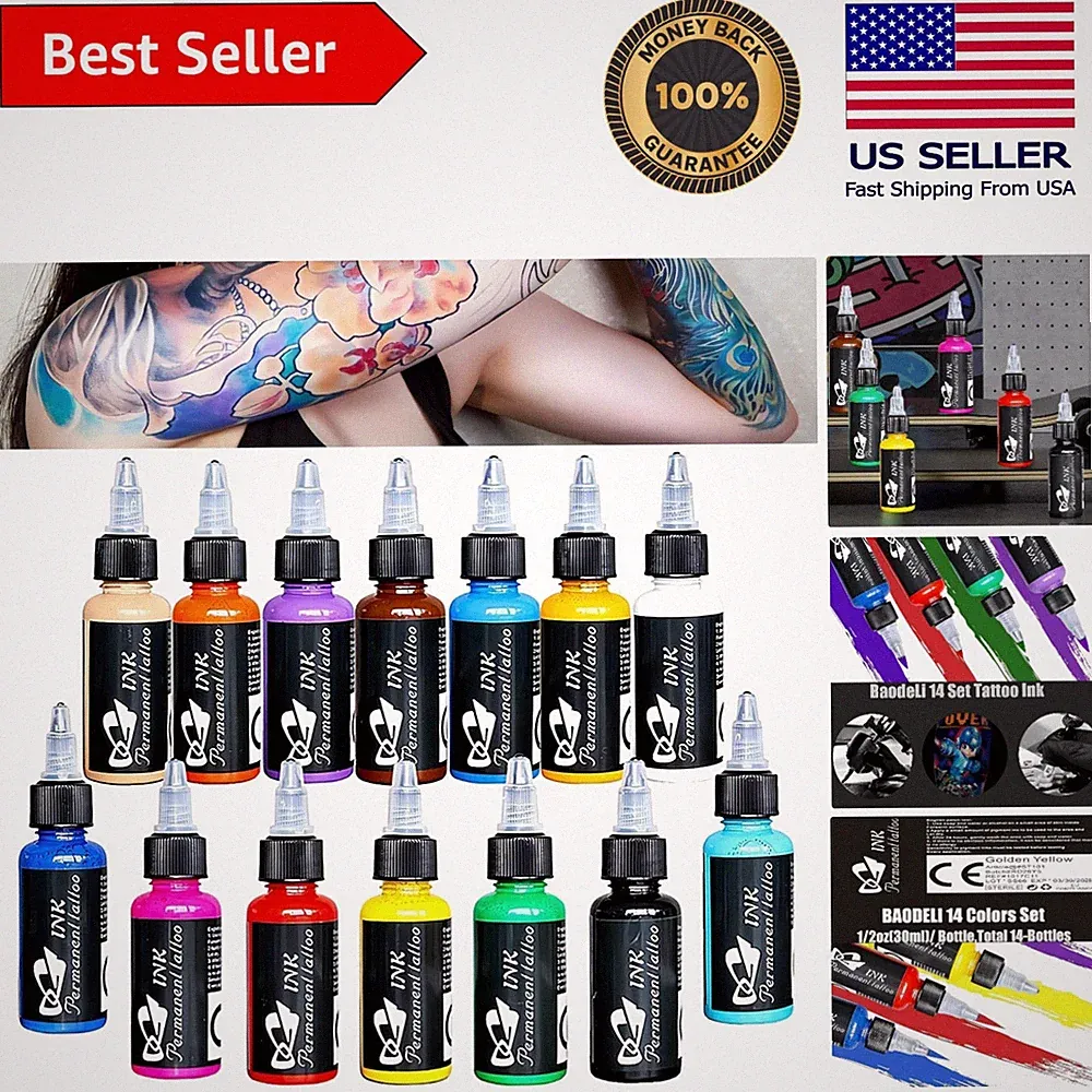 Luxury Tattoo Ink Collection - 14 Colors, 30ml for Bold, Fade-Resistant Art