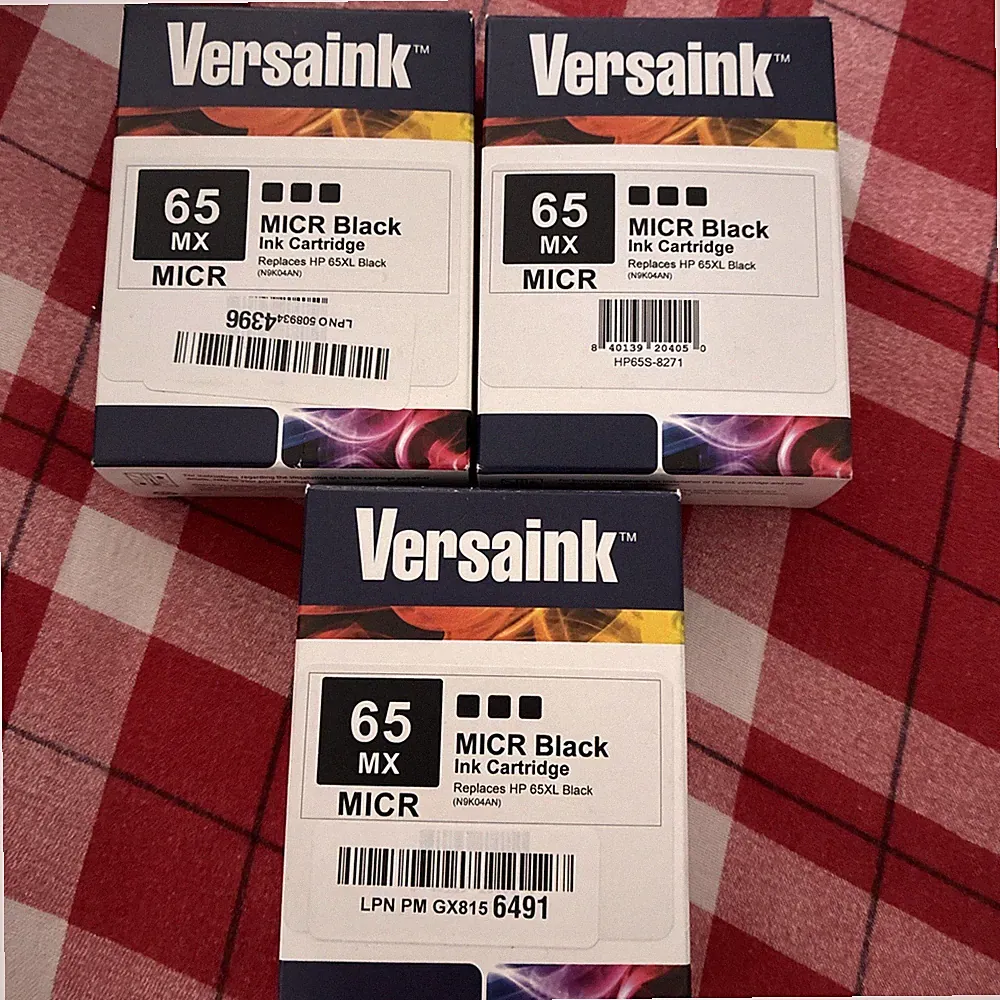 MICR Black Ink Cartridge Nano 65 MX, 300 Yield for Bank Compliant NEW Lot Of 3