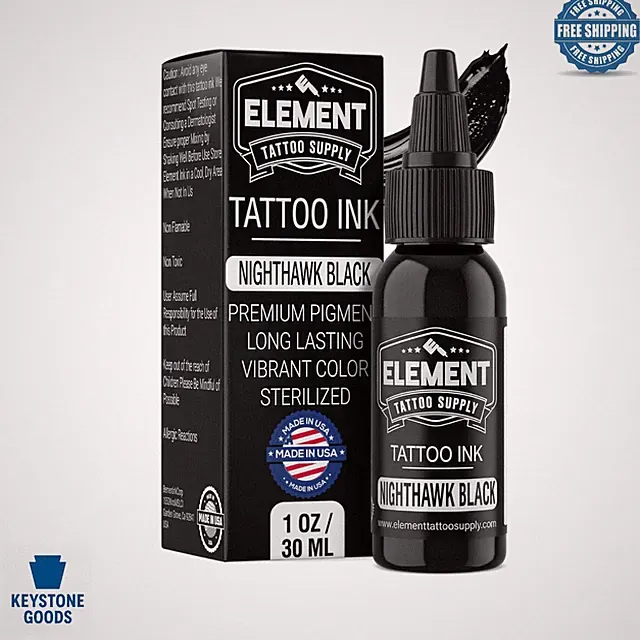 Nighthawk Black Permanent Tattoo Ink - 1oz Professional Solid Black for Outli...