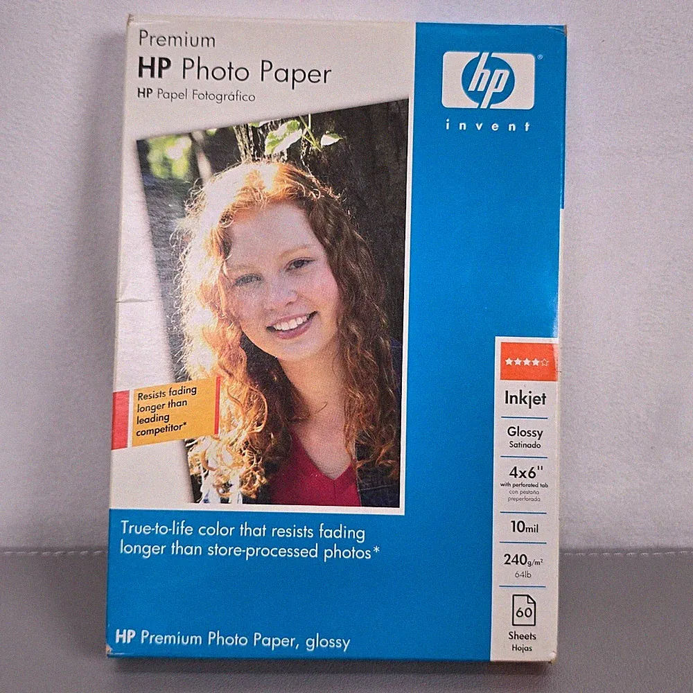 NOS Premium HP Photo Paper Glossy 4x6 60 Sheets Inkjet Color Fade Resistant