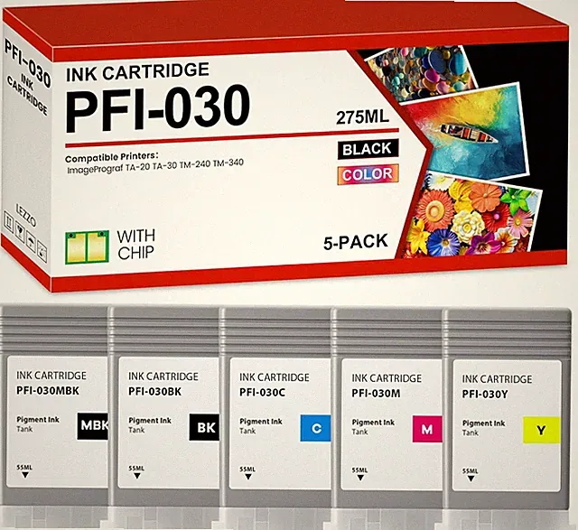 PFI-030 PFI030 Ink Cartridges 55mL High Yield for imagePROGRAF TA-20 TA-30 TM240