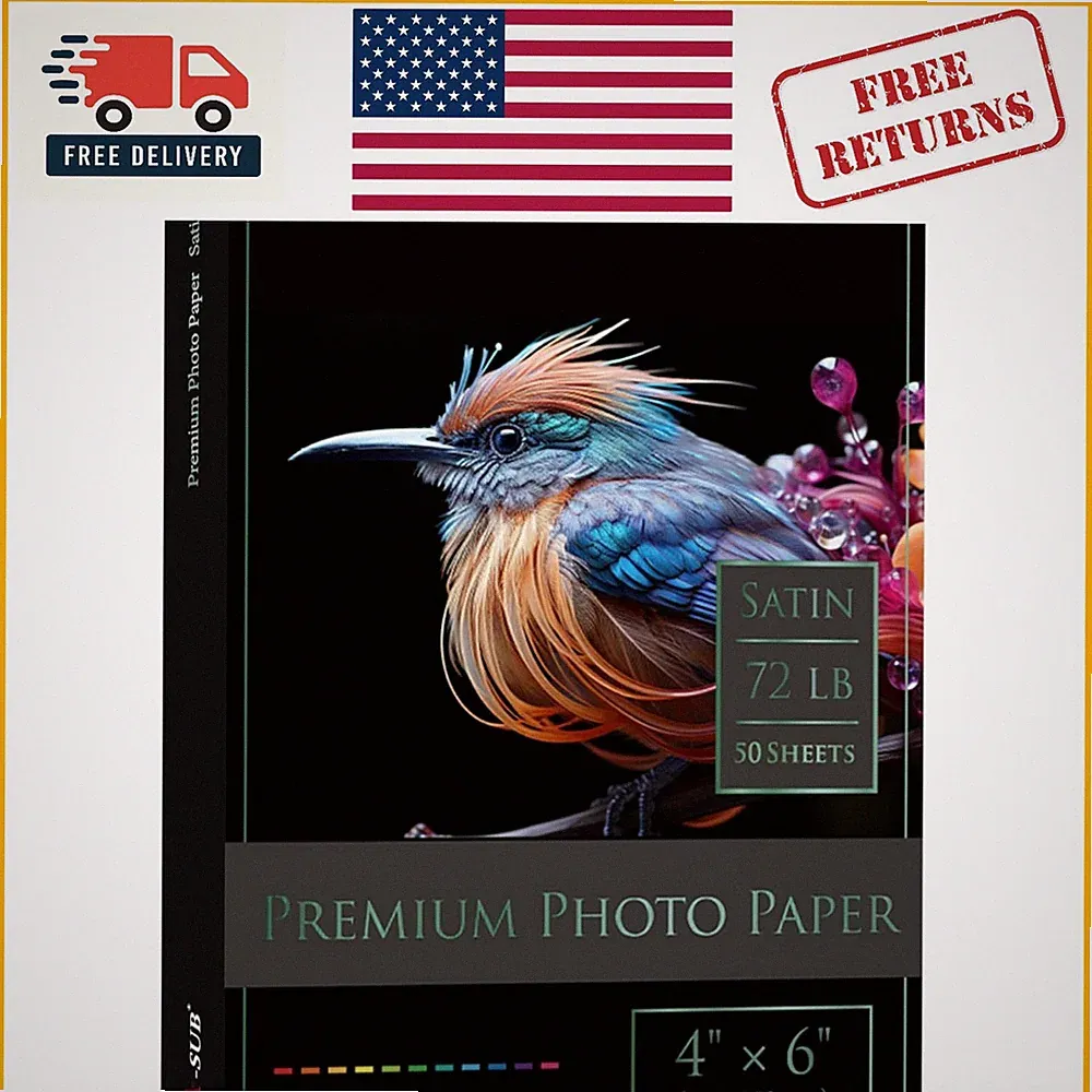 Quality Satin Photo Paper 4x6, 50 Sheets - Fade-Resistant for Lasting Memories