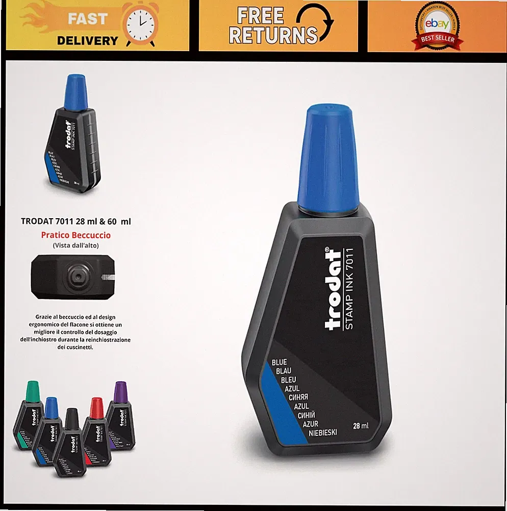 Water-Based Ink Refill for Stamps – Fade-Resistant, Clear Impressions, 28ml