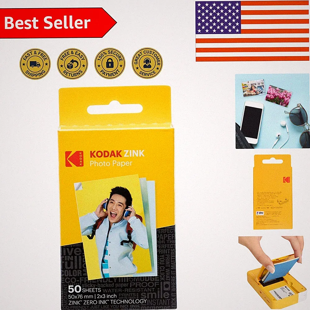 Zink 2x3 Photo Paper - 50 Sheet Pack for Mess-Free, Fade Resistant Memories